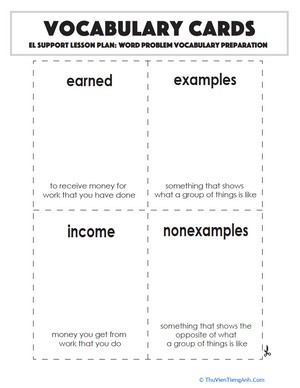 Vocabulary Cards: Word Problem Vocabulary Preparation