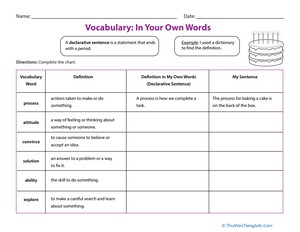 Vocabulary: In Your Own Words
