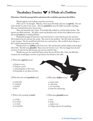 Vocabulary Practice: A Whale of a Problem