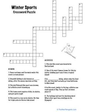 Winter Sports Crossword Puzzle