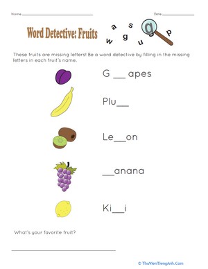Word Detective: Fruits