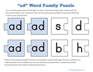 Word Family Puzzle: -AD