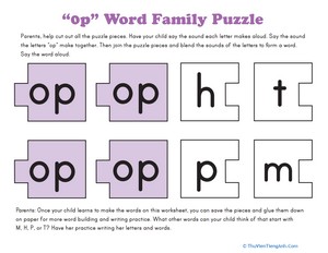 Word Family Puzzle: -OP