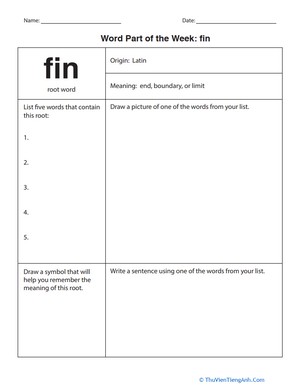 Word Part of the Week: Fin