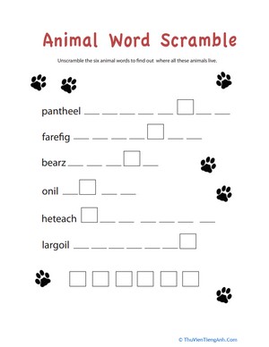 Word Scramble: Animals