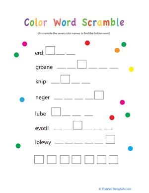 Word Scramble: Colors!