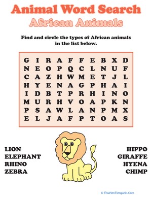 Word Search: African Animals