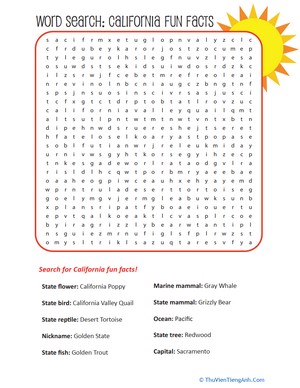 California Facts Word Search