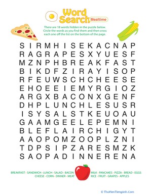 Word Search: Meal Time