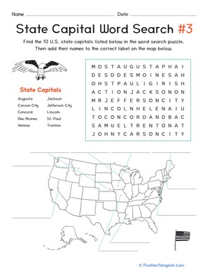 State Capital Word Search #3