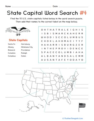 State Capital Word Search #4