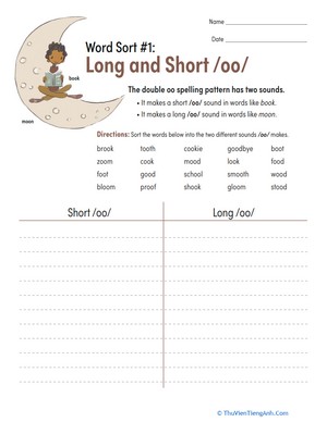Word Sort #1: Long and Short /oo/