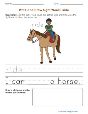 Write and Draw Sight Words: Ride
