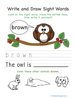 Write and Draw Sight Words: Brown
