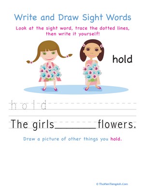 Write and Draw Sight Words: Hold