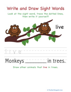 Write and Draw Sight Words: Live