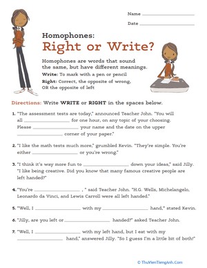 Homophones: Write or Right?