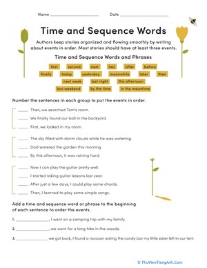 Time and Sequence Words Practice