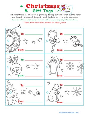 Color-Your-Own Christmas Gift Tags