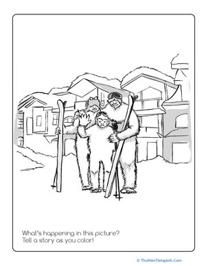 Yeti Vacation Coloring Page