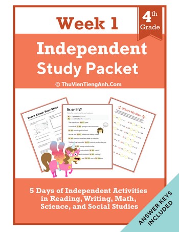 Fourth Grade Independent Study Packet – Week 1