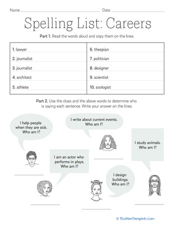 Spelling List: Careers