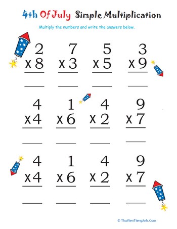 Simple Multiplication for 4th of July: Firecrackers