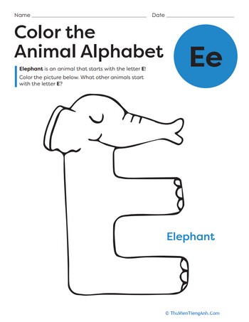 Color the Animal Alphabet: E