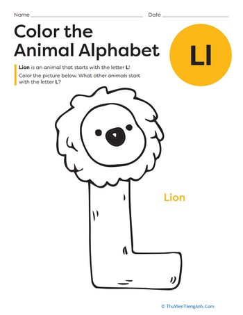 Color the Animal Alphabet: L