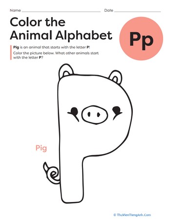 Color the Animal Alphabet: P