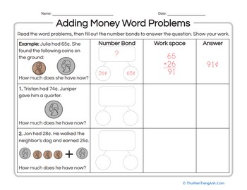 Adding Money Word Problems