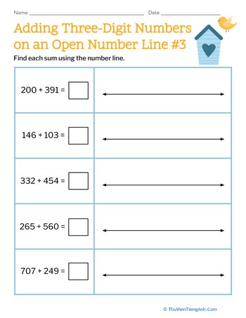 Adding Three-Digit Numbers on an Open Number Line #3