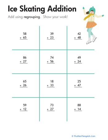 Ice Skating: Two-Digit Addition with Regrouping