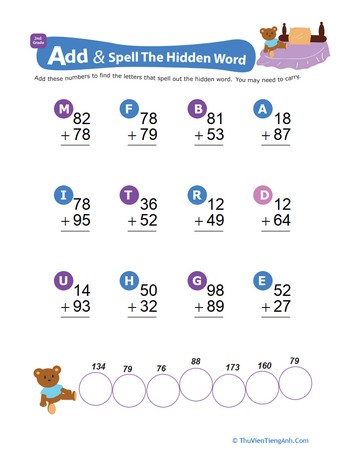 Add & Spell the Hidden Word 10