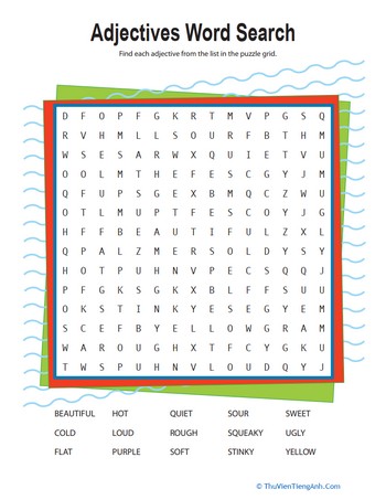 Adjectives Word Search