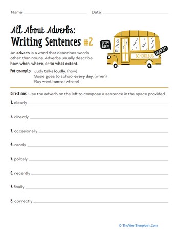 All About Adverbs: Writing Sentences #2