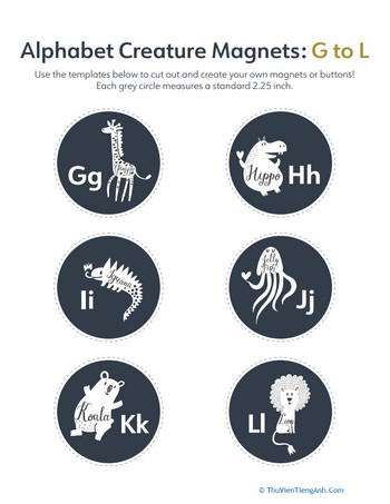 Alphabet Creature Magnets: G to L