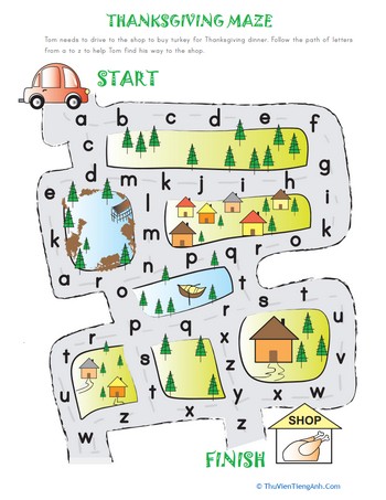 Alphabet Maze to Thanksgiving!