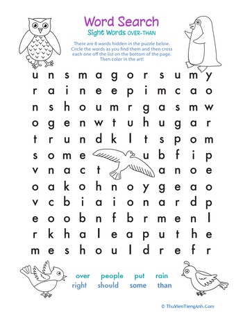 Alphabet Word Search: O, P, R, S, T