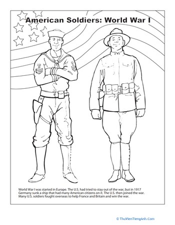 American Soldiers Coloring Page: World War I