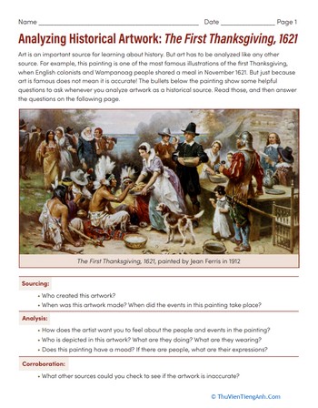 Analyzing Historical Artwork: The First Thanksgiving, 1621