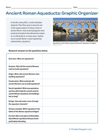 Ancient Roman Aqueducts: Graphic Organizer