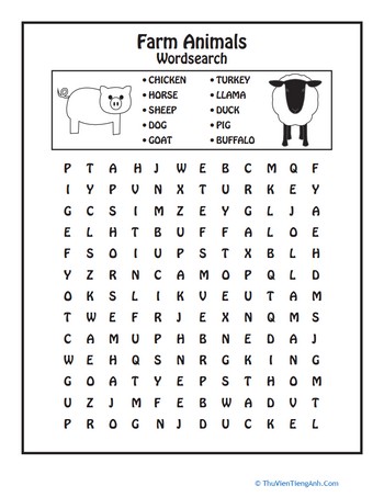 Animal Word Search: On the Farm