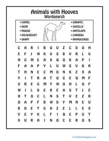 Animal Word Search: Hoofing It