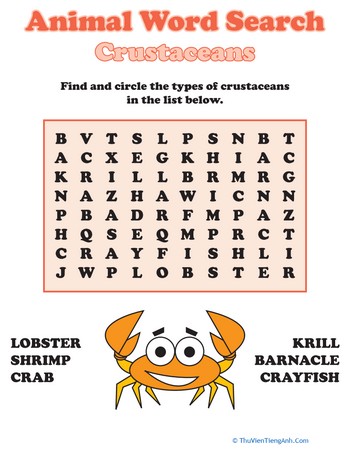 Animal Word Search: Shell Dwellers