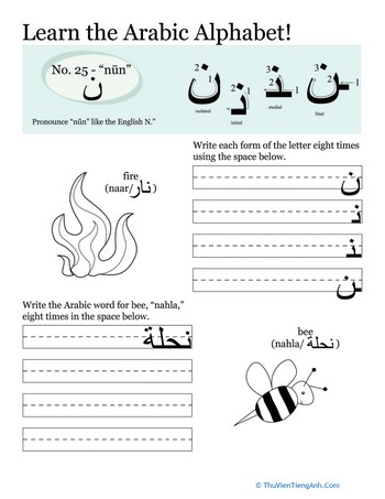 Arabic Alphabet: Nūn