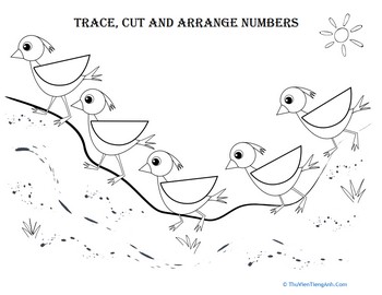 Trace, Cut and Arrange Numbers 3