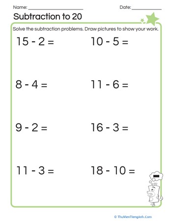 Assessment: Subtraction to 20