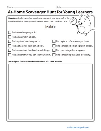 At-Home Scavenger Hunt for Young Learners