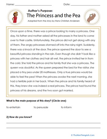 Author’s Purpose: The Princess and the Pea
